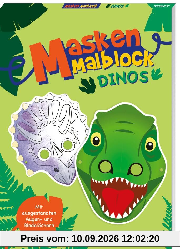Masken-Malblock. Dinos | 12 coole Dino-Masken | Mit vorgestanzten Bindelöchern und Augen | Für Kindergeburtstage und Faschingspartys | Ab 4 Jahren: 12 ... Ab 4 Jahren (Spielen & Beschäftigen)