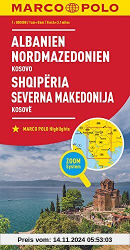 MARCO POLO Länderkarte Albanien, Nordmazedonien 1:500 000: Kosovo (MARCO POLO Länderkarten)