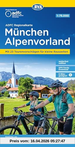 ADFC-Regionalkarte München Alpenvorland, 1:75.000, mit Tagestourenvorschlägen, reiß- und wetterfest, E-Bike-geeignet, GPS-Tracks Download (ADFC-Regionalkarte 1:75000)