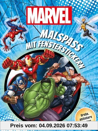 MARVEL: Malspaß mit Fensterstickern: Große, ablösbare Sticker mit Superhelden und mehr als 20 Ausmalbilder (ab 4 Jahren)