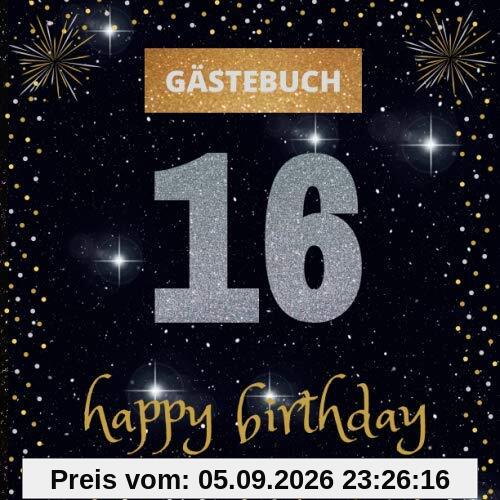 Gästebuch 16. Geburtstag: happy birthday | mit witzigen Fragen zum Ausfüllen | Erinnerungsalbum und Gästespiel für die Feier | für Mädchen und Jungen