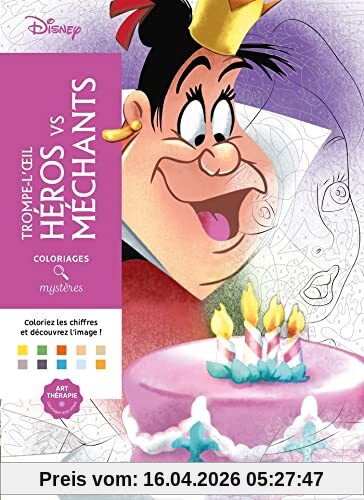 Coloriages mystères Disney : Trompe l'oeil Héros vs Méchants