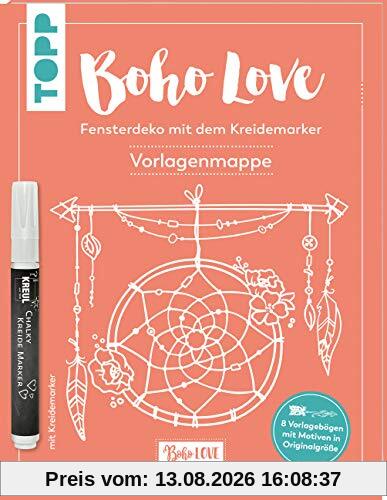Boho Love. Fensterdeko mit dem Kreidemarker. Vorlagenmappe: 8 Vorlagenbogen mit Motiven in Originalgröße und Anleitungsbooklet