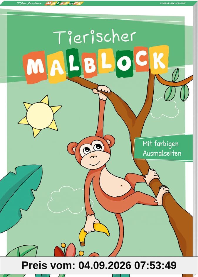 Tierischer Malblock: Mit farbigen Ausmalseiten für Kinder ab 5 Jahren (Malbücher und -blöcke)