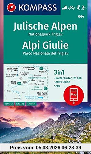 Kompass-Karten GmbH Kompass Wanderkarte Julische Alpen, Nationalpark Triglav, Alpi Giulie, 3in1 Wanderkarte 1, 25000 Mit Aktiv Guide Inklusive Karte Zur Offline