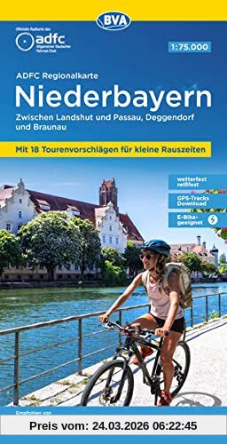 ADFC Regionalkarte Niederbayern mit Tourenvorschlägen, 1:75.000, reiß- und wetterfest, GPS-Tracks Download, E-Bike geeignet: Zwischen Landshut und ... und Braunau (ADFC-Regionalkarte 1:75000)