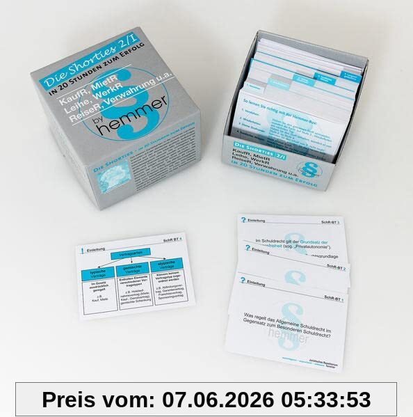 Die Shorties 2 / I: SchuldR BT, KaufR, Darlehen, Schenkung, MietR, Leasing u.a.: Karten (Karteikarten - Zivilrecht)