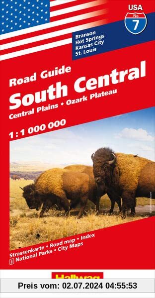 South Central Nr. 07 USA Road Guide 1:1 Mio.: Central Plains, Ozark Plateau (Hallwag Strassenkarten)