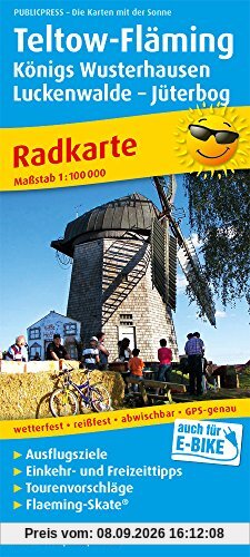 Teltow - Fläming, Königs Wusterhausenm Luckenwalde - Jüterbog: Radkarte mit Ausflugszielen, Einkehr- & Freizeittipps, Flaeming-Skate, wetterfest, ... GPS-genau. 1:100000 (Radkarte / RK)