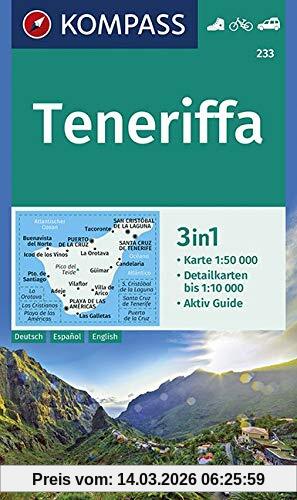 Kompass-Karten GmbH Teneriffa, 3in1 Wanderkarte 1, 50000 Mit Aktiv Guide Und Detailkarten. Fahrradfahren. Autokarte. (Kompass-Wanderkarten, Band 233)