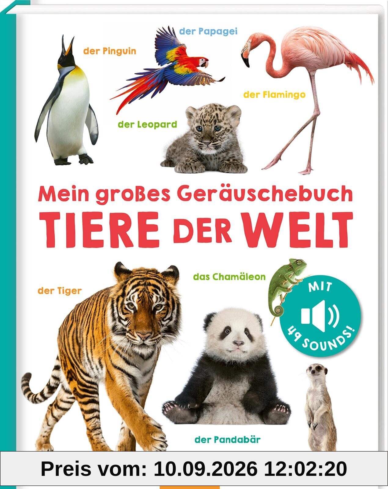 Mein großes Geräuschebuch – Tiere der Welt: Mit 49 Sounds | Hochwertiges Soundbuch mit realistischen Tierstimmen für Kinder ab 24 Monaten