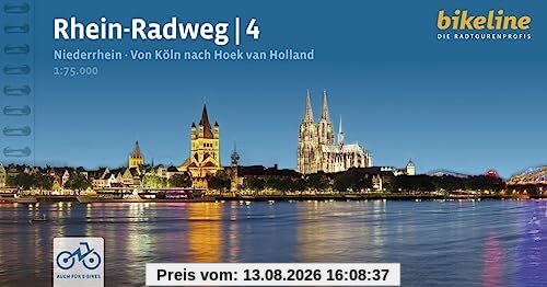 Rhein-Radweg / Rhein-Radweg Teil 4: Teil 4: Niederrhein · Von Köln nach Hoek van Holland, 447 km, 1:75.000, GPS-Tracks Download, LiveUpdate (Bikeline Radtourenbücher)