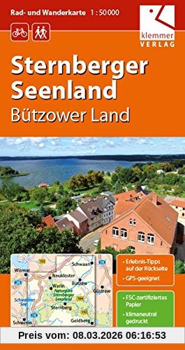 Klaus Klemmer Rad- Und Wanderkarte Sternberger Seenland, Bützower Land, Maßstab 1, 50000, Gps Geeignet, Erlebnis-Tipps Auf Der Rückseite