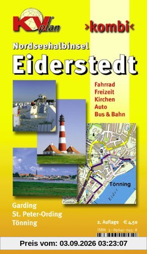 Eiderstedt Nordseehalbinsel - St. Peter Ording, Tönning, Garding: 1:15.000 Detailkarten der Orte mit Freizeitkarte 1:25.000 incl. aller Radrouten