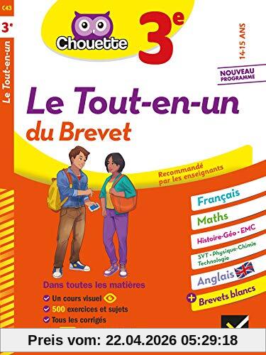 Le tout-en-un du brevet, 3e, 14-15 ans : français, maths, histoire géo, EMC, SVT, physique chimie, technologie, anglais + brevets blancs : nouveau programme