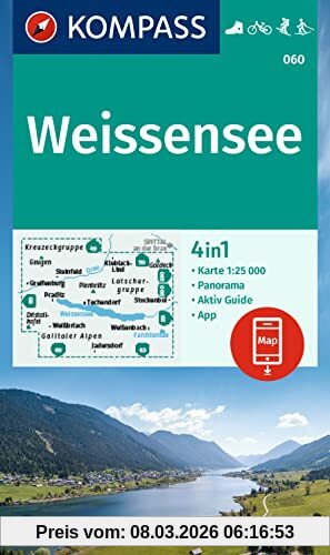 unbekannt Kompass Wanderkarte 060 Weissensee 1, 25.000, 4in1 Wanderkarte Mit Aktiv Guide Und Panorama Inklusive Karte Zur Offline Verwendung In Der