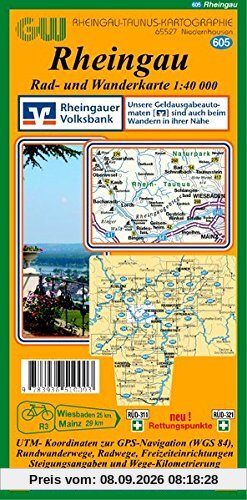 605 Rheingau: Rad- und Wanderkarte. 1:40000