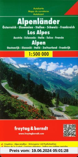 Freytag Berndt Autokarten, Alpenländer (A, CH, F, I, SLO) - Maßstab 1:500 000 (Europa)