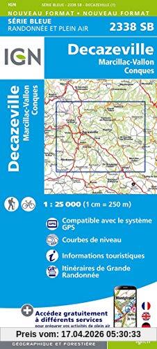 Decazeville.Marcillac-Vallon.Conques 1:25 000: Compatible avec le systéme GPS / Courbes de niveau / Informations touristiques / Itinéraires de Grande Randonnée