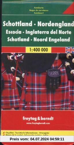 Freytag Berndt Autokarten, Schottland-Nordengland - Maßstab 1:400 000: Scotland, Nothern England. Citypläne. Ortsregiste