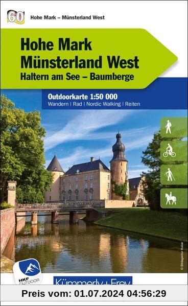 Hohe Mark - Münsterland West Nr. 60 Outdoorkarte Deutschland 1:50 000: Haltern am See, Baumberge, water resistant, free 