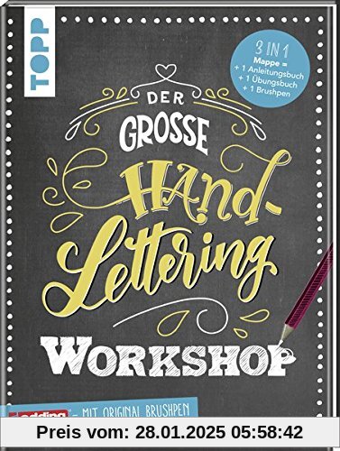 Der große Handlettering Workshop: 3 in 1 Mappe = 1 Anleitungsbuch + 1 Übungsbuch + 1 original Brushpen von edding