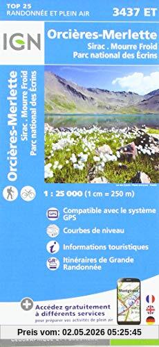 3437ET Orcières-Merlette Sirac Mourre Froid Parc National des Écrins 1:25 000