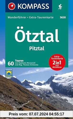 KOMPASS Wanderführer Ötztal, Pitztal, 60 Touren mit Extra-Tourenkarte: GPS-Daten zum Download