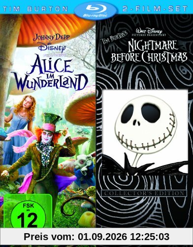 Tim Burton 2-Film-Set (3 Discs): Alice im Wunderland/Nightmare before Christmas [Blu-ray]
