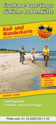 Fischland - Darss - Zingst. 1:50000. Rad- und Wanderkarte mit Ausflugszielen, Einkehr- & Freizeittipps,  reissfest,  wetterfest,  beschriftbar und wieder abwischbar