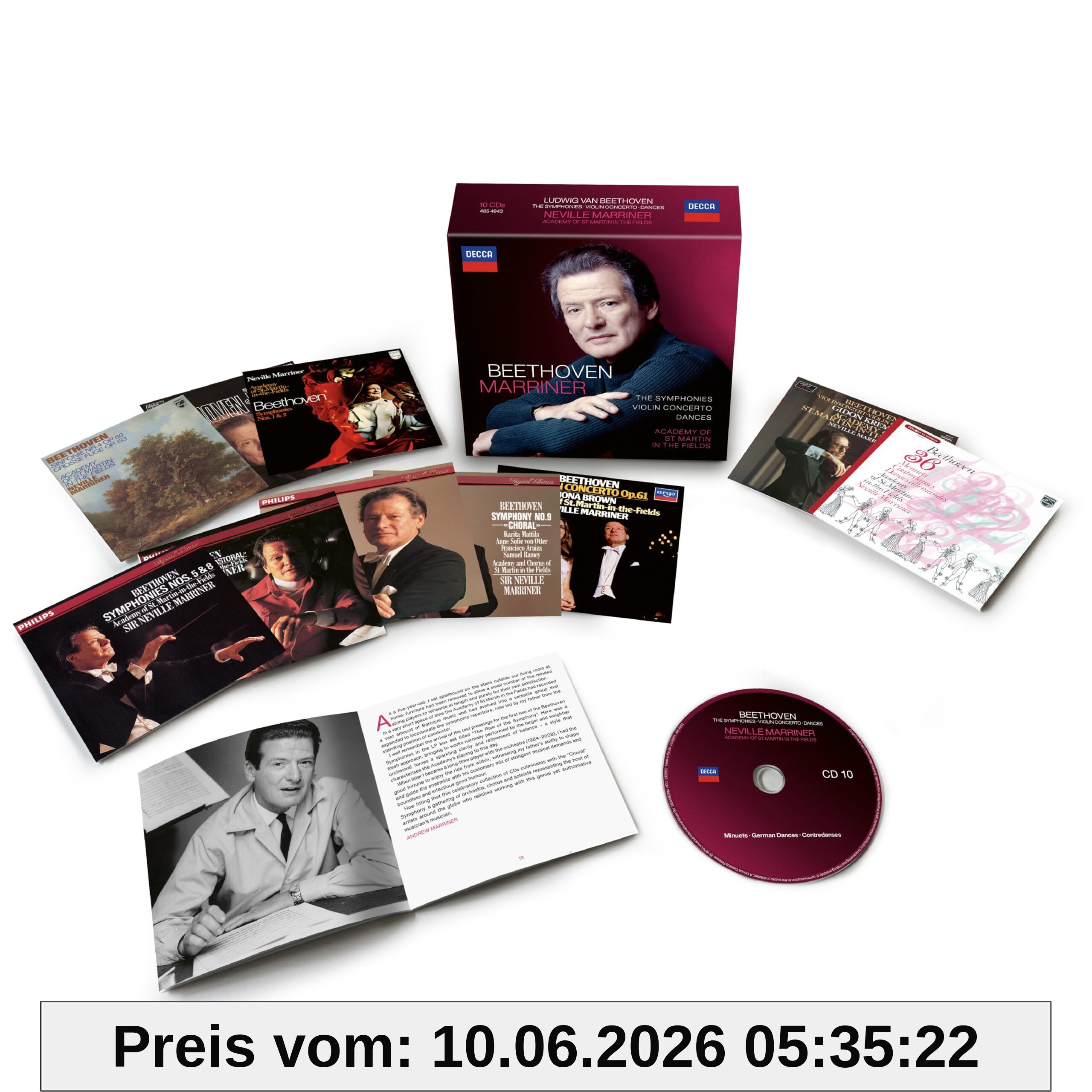 Neville Marriner: Beethoven Sinfonien Nr. 1-9 & Violinkonzerte (10CDs; limitierte Auflage)