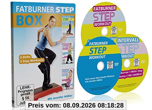 Jennifer Hößler: Die große Fatburner Step Box / 3 DVDs / 3 Step Aerobic Workouts ++ Im Set kaufen und sparen!