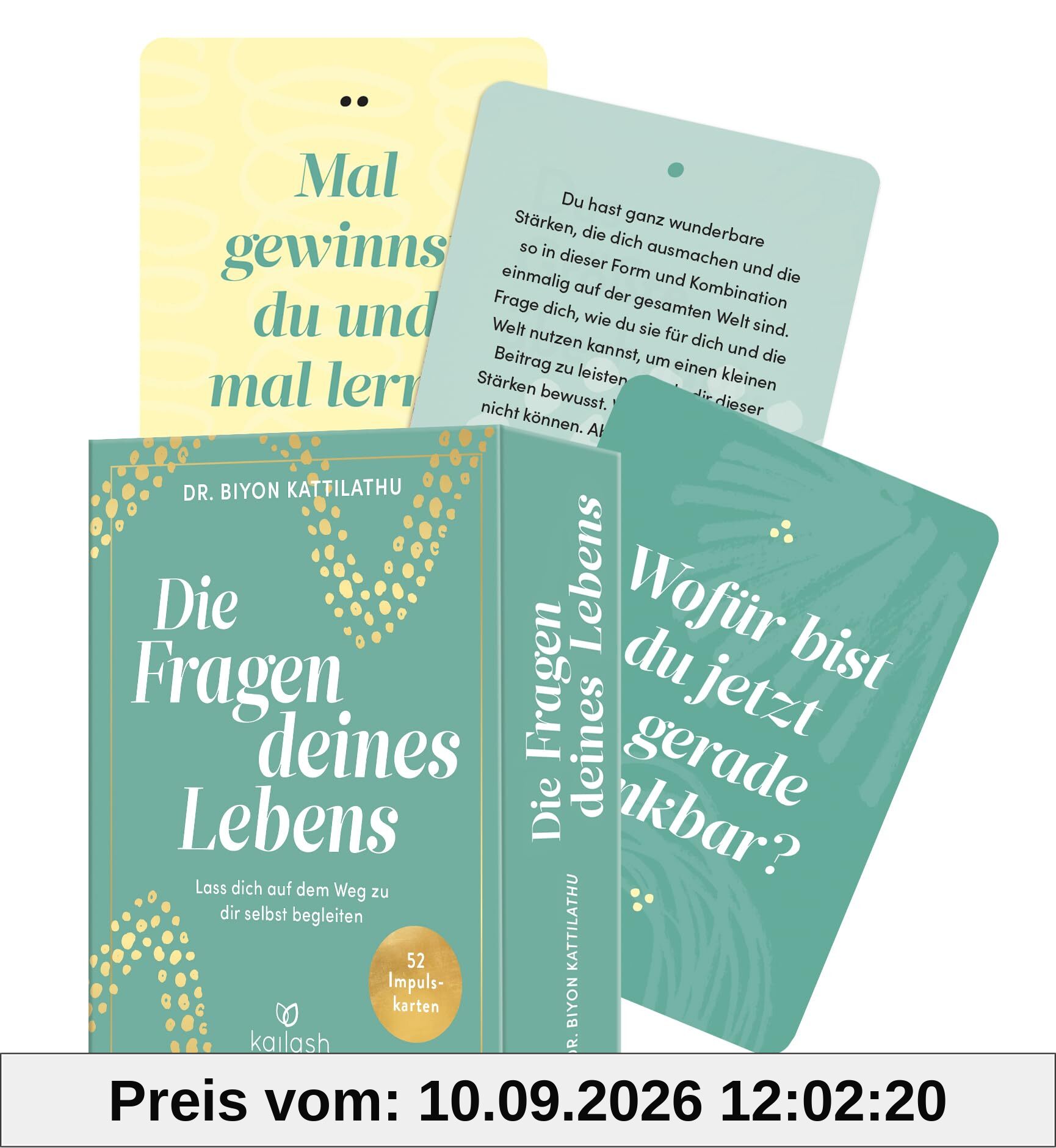 Die Fragen deines Lebens – Das Kartenset: 52 Impulse, die dich auf dem Weg zu dir selbst begleiten - Reflexionen für die großen Themen des Lebens - von Bestsellerautor Biyon Kattilathu