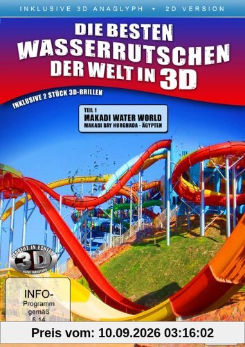 Die besten Wasserrutschen der Welt in 3D ( 2D und 3D anaglyph - inkl. 2 Brillen)