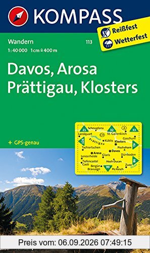 Davos - Arosa - Prättigau - Klosters: Wanderkarte. GPS-genau. 1:40000