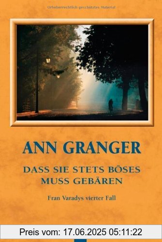 Binding : Taschenbuch, Edition : DE, Label : Bastei Lübbe (BLT), Publisher : Bastei Lübbe (BLT), NumberOfItems : 1, medium : Taschenbuch, numberOfPages : 380, publicationDate : 2006-01-17, authors : Ann Granger, translators : Axel Merz, languages : german, ISBN : 3404922026