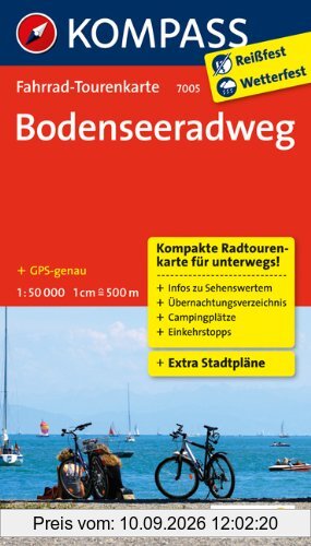 Bodenseeradweg: Fahrrad-Tourenkarte. GPS-genau. 1:50000.