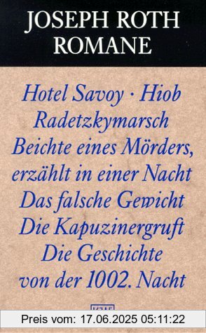 Binding : Taschenbuch, Label : Kiepenheuer & Witsch, Publisher : Kiepenheuer & Witsch, medium : Taschenbuch, publicationDate : 1994-01-01, authors : Joseph Roth, languages : german, ISBN : 3462023799