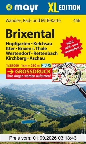 Brixental XL: Wander-, Rad- und Mountainbikekarte. GPS-genau. 1:25000