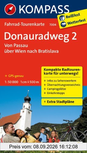 Donauradweg 02. Von Passau über Wien nach Bratislava 1 : 50 000: Fahrrad-Tourenkarte. GPS-genau