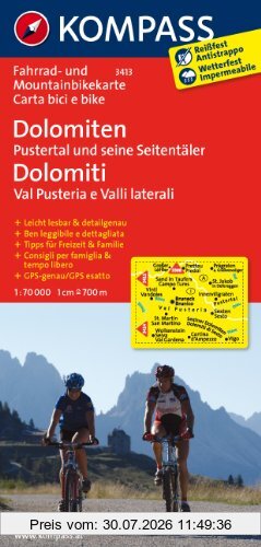Kompass-Karten GmbH Dolomiten - Pustertal Und Seine Seitentäler / Dolomiti - Val Pusteria E Valli Laterali, Fahrrad- Und Mountainbikekarte. Gps-genau. 1, 70000