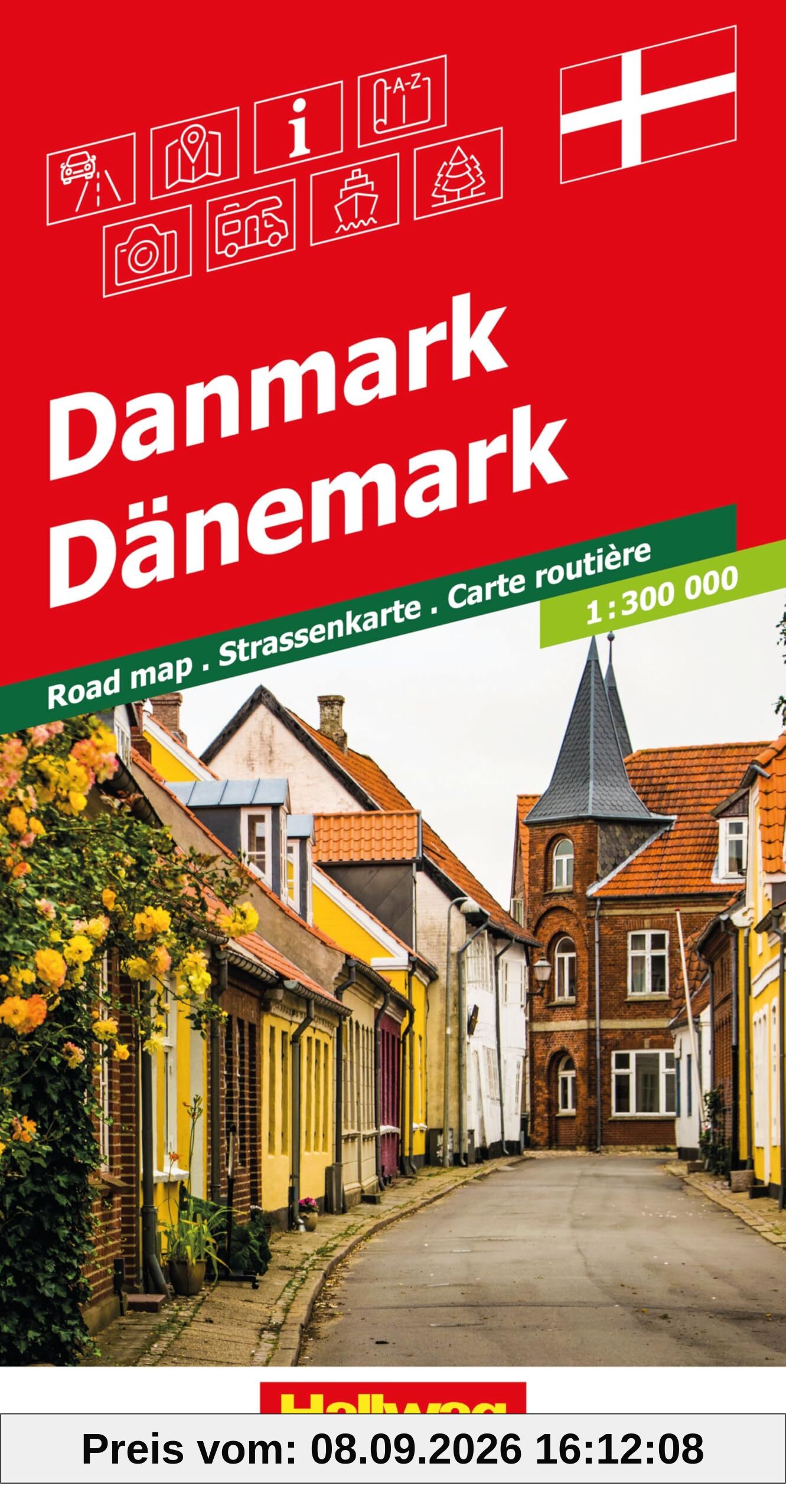 Hallwag Strassenkarte Dänemark 1:300.000: Inkl. Ortsverzeichnis und Reiseinformationen