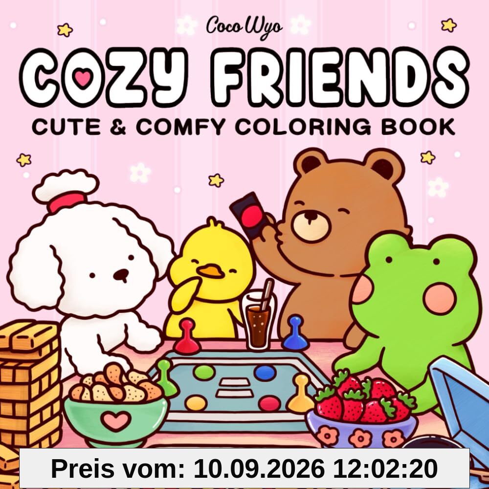 Cozy Friends: Coloring Book for Adults and Teens Featuring Super Cute Animal Characters with Easy and Simple Designs for Relaxation (Cozy Spaces Coloring)