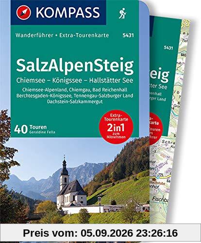 KOMPASS Wanderführer SalzAlpenSteig, Chiemsee, Königssee, Hallstätter See: Wanderführer mit Extra-Tourenkarte 1:55.000, 43 Touren, GPX-Daten zum Download