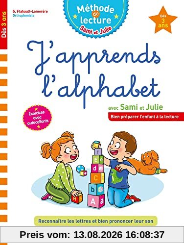 J'apprends l'alphabet avec Sami et Julie, dès 3 ans : reconnaître les lettres et bien prononcer leur son : exercices avec des autocollants