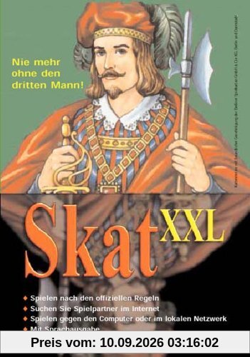 Skat XXL, DVD-ROM Nie mehr ohne den dritten Mann! Mit Multiplayer-Modus. Für Windows 98/Me/2000/XP