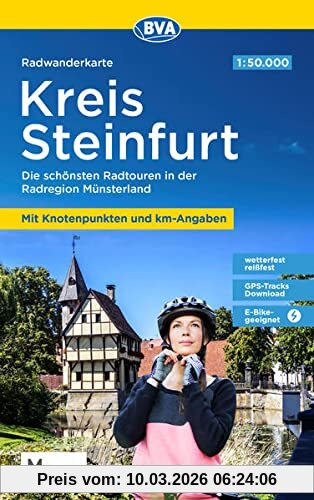 Bva BikeMedia GmbH Radwanderkarte Bva Kreis Steinfurt Mit Knotenpunkten Und Km-Angaben, 1, 50.000, Reiß- Und Wetterfest, Gps-Tracks Download, E-Bike Geeignet, Die ...