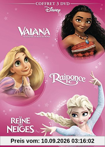 Coffret 3 films : vaiana, la légende du bout du monde ; la reine des neiges ; raiponce [FR Import]