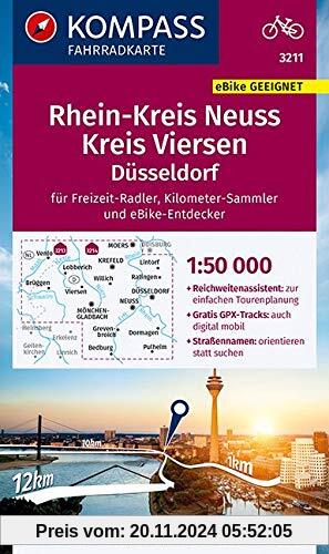 KOMPASS Fahrradkarte Rheinkreis Neuss, Kreis Viersen 1:50.000, FK 3211: reiß- und wetterfest (KOMPASS-Fahrradkarten Deut