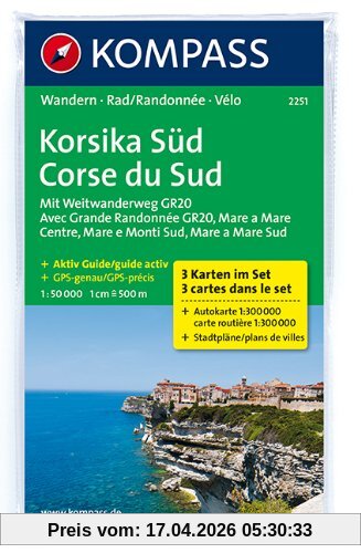 Korsika Süd - Corse du Sud - Weitwanderweg GR20: Wanderkarten-Set mit Aktiv Guide. GPS-genau. 1:50000